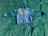 FWCC. Vintage Yokosuka Seahawks 
High School Denim letterman Jacket