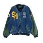 FWCC. Vintage Yokosuka Seahawks 
High School Denim letterman Jacket